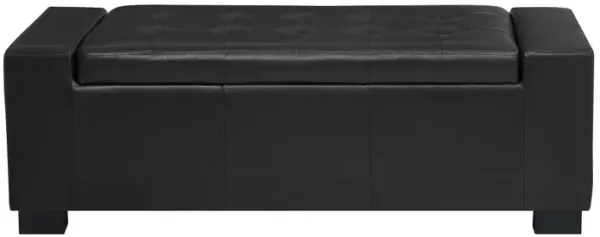 Faux Leather Upholstery Storage Ottoman Bench Black