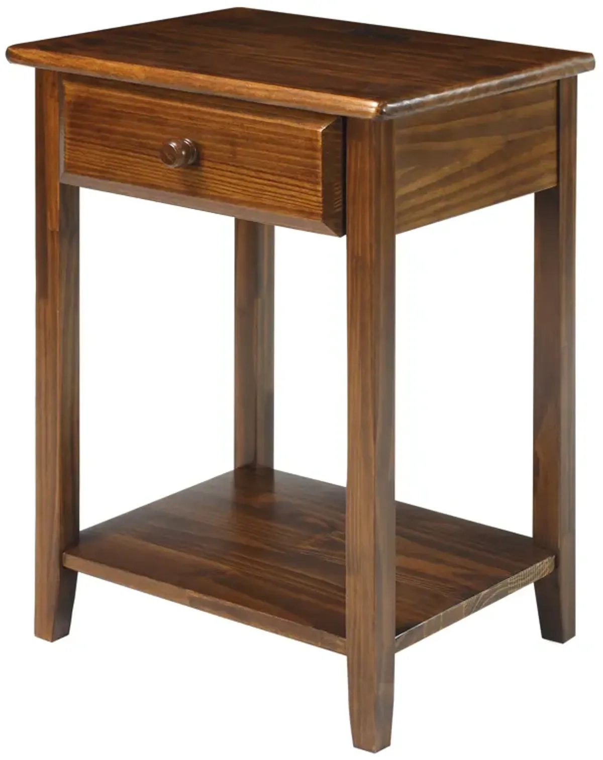 Casual Home Night Owl Nightstand with USB Ports-Warm Brown