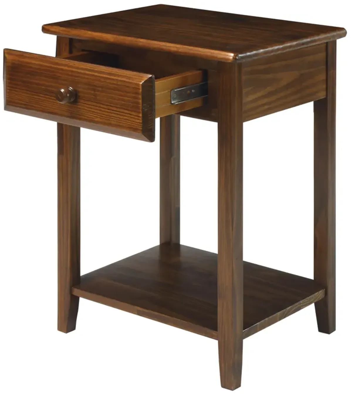 Casual Home Night Owl Nightstand with USB Ports-Warm Brown