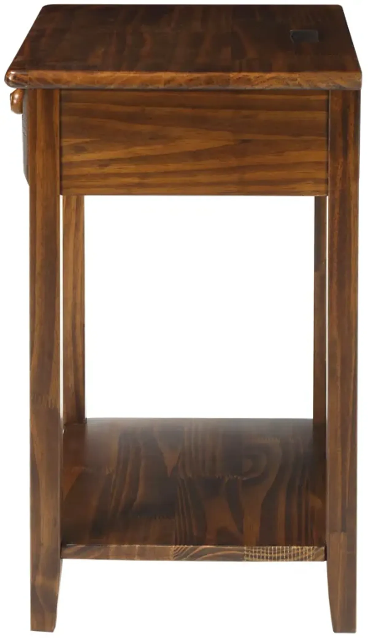 Casual Home Night Owl Nightstand with USB Ports-Warm Brown