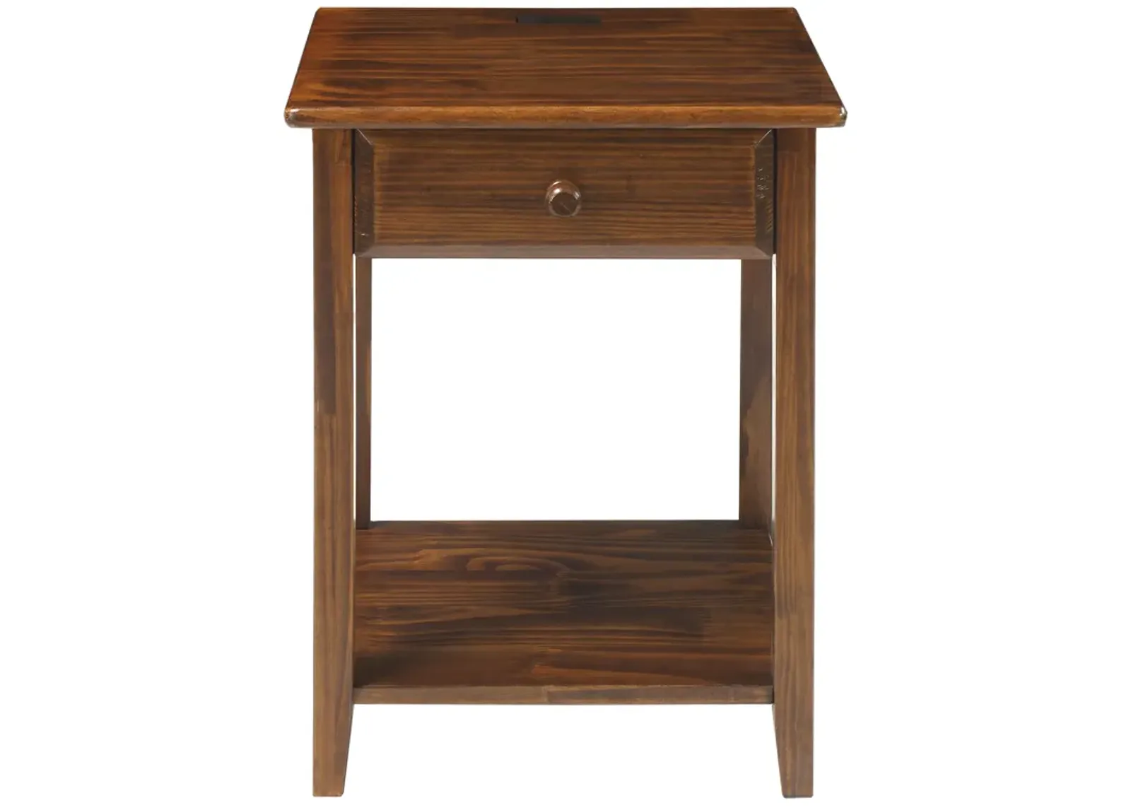 Casual Home Night Owl Nightstand with USB Ports-Warm Brown