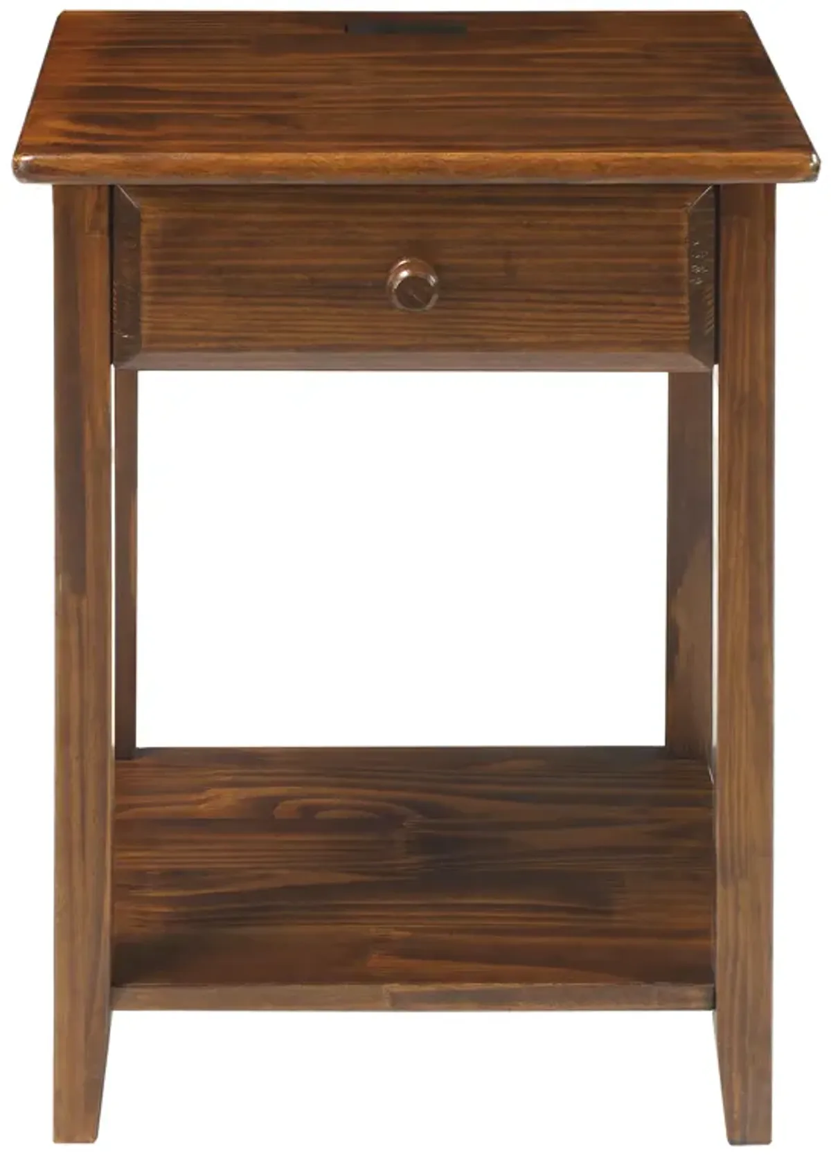 Casual Home Night Owl Nightstand with USB Ports-Warm Brown