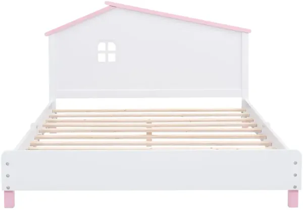 Merax Wood Platform Bed with House-shaped Headboard