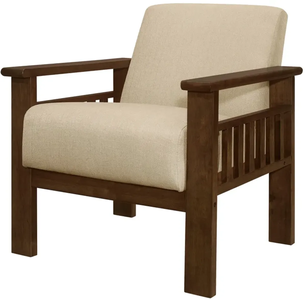 Bella 32 Inch Accent Chair Armchair, Storage Arms, Light Brown, Solid Wood - Benzara