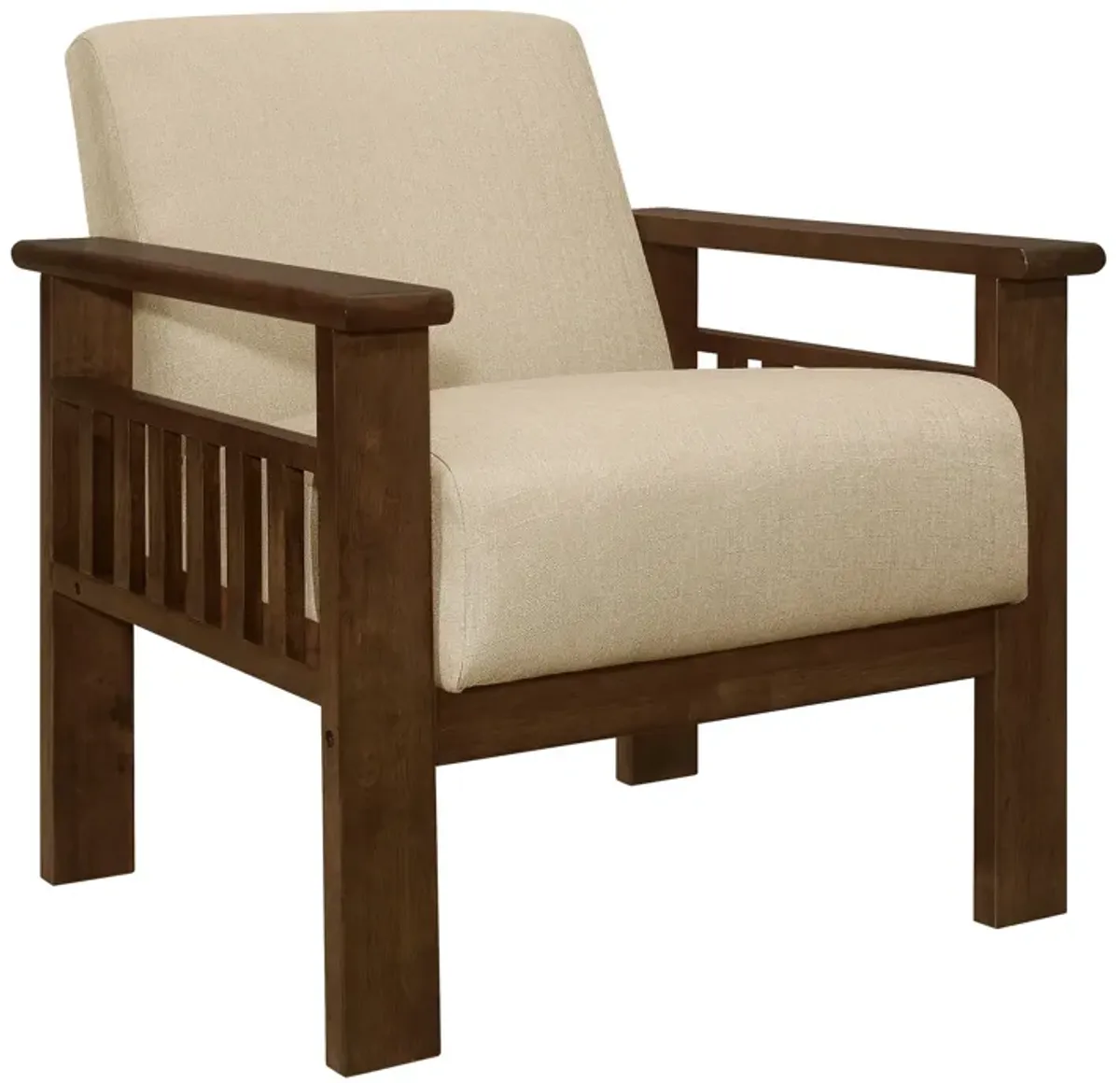 Bella 32 Inch Accent Chair Armchair, Storage Arms, Light Brown, Solid Wood - Benzara