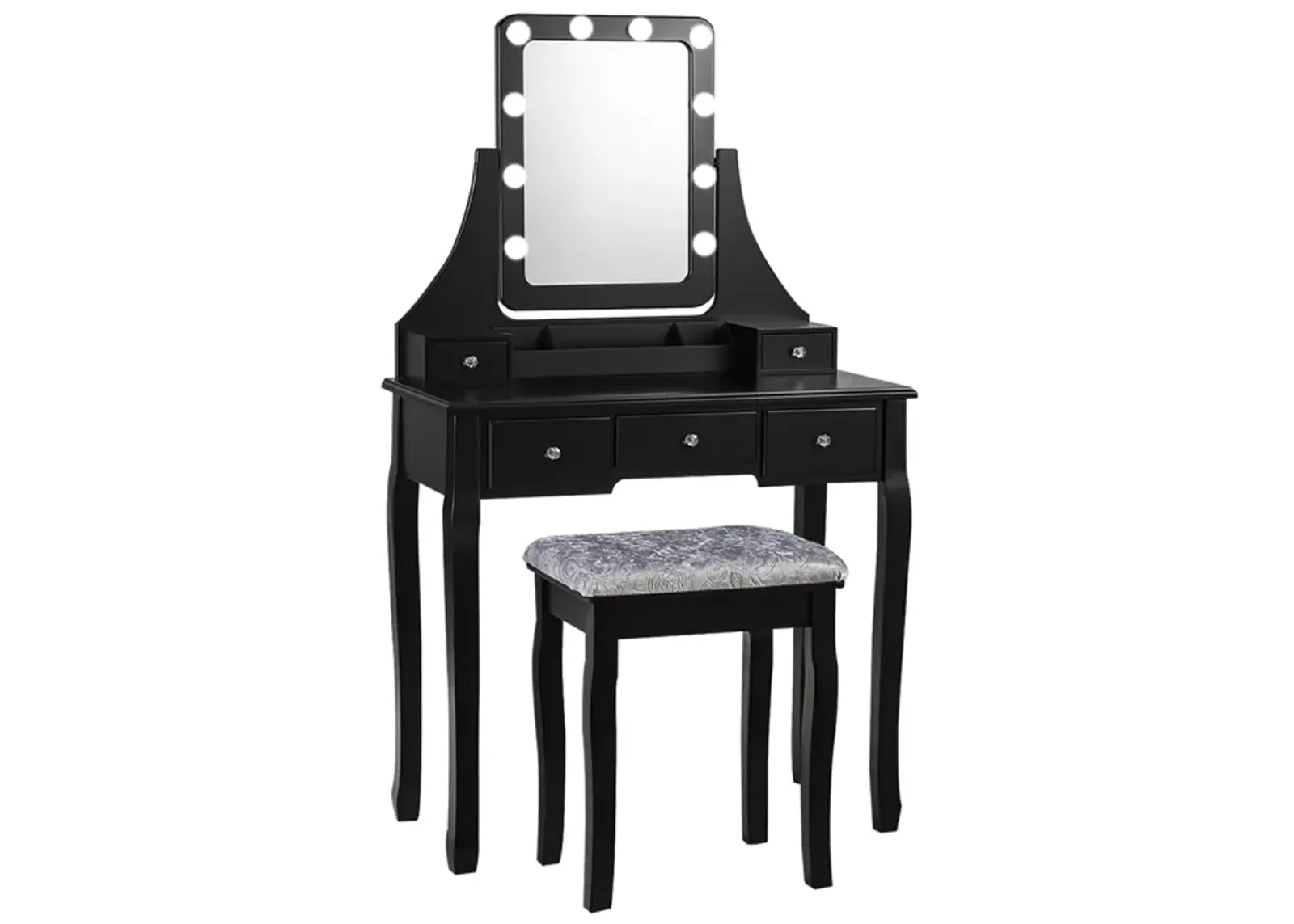 Vanity Dressing Table Set with 10 Dimmable Bulbs and Cushioned Stool