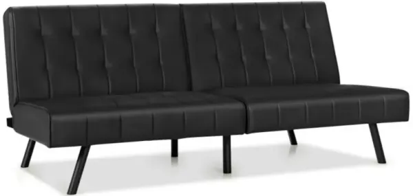 Hivvago Convertible PU Leather Sofa Bed with Adjustable Backrest for Living Room