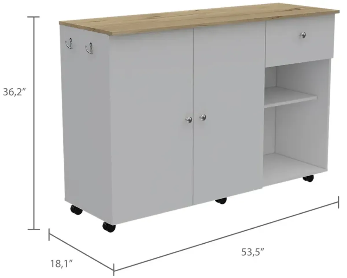 Sayville 2-Drawer 2-Shelf Kitchen Island White And Pine