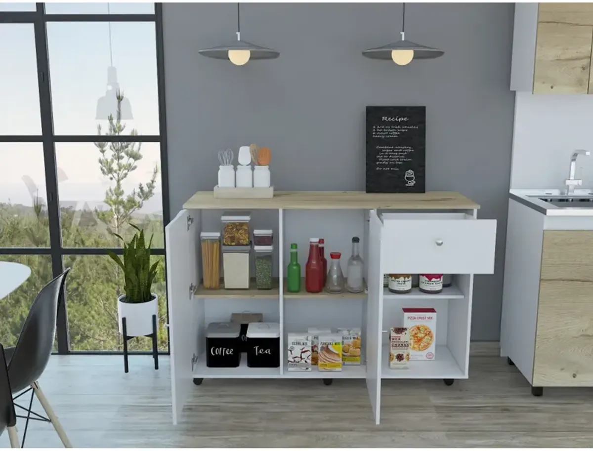 Sayville 2-Drawer 2-Shelf Kitchen Island White And Pine