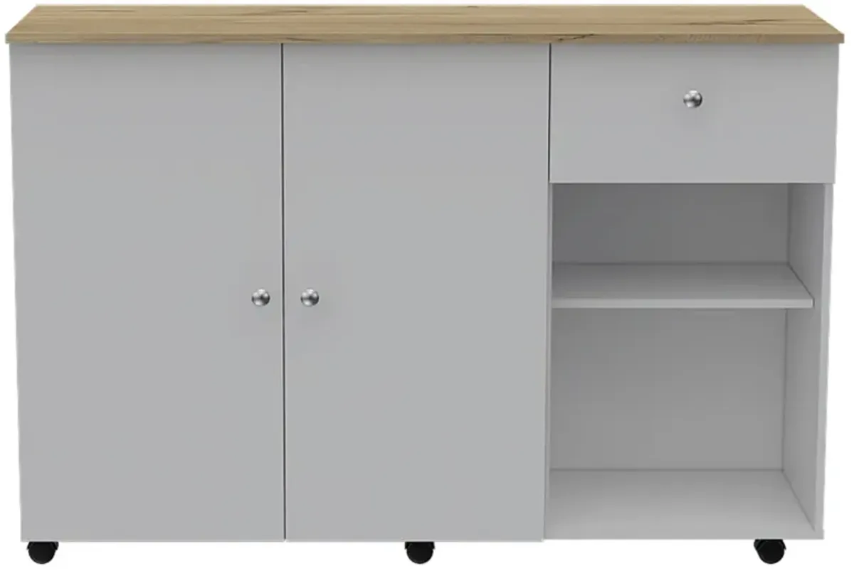 Sayville 2-Drawer 2-Shelf Kitchen Island White And Pine