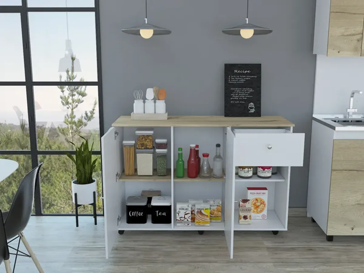 Streamdale Sayville 2-Drawer 2-Shelf Kitchen Island White And Pine