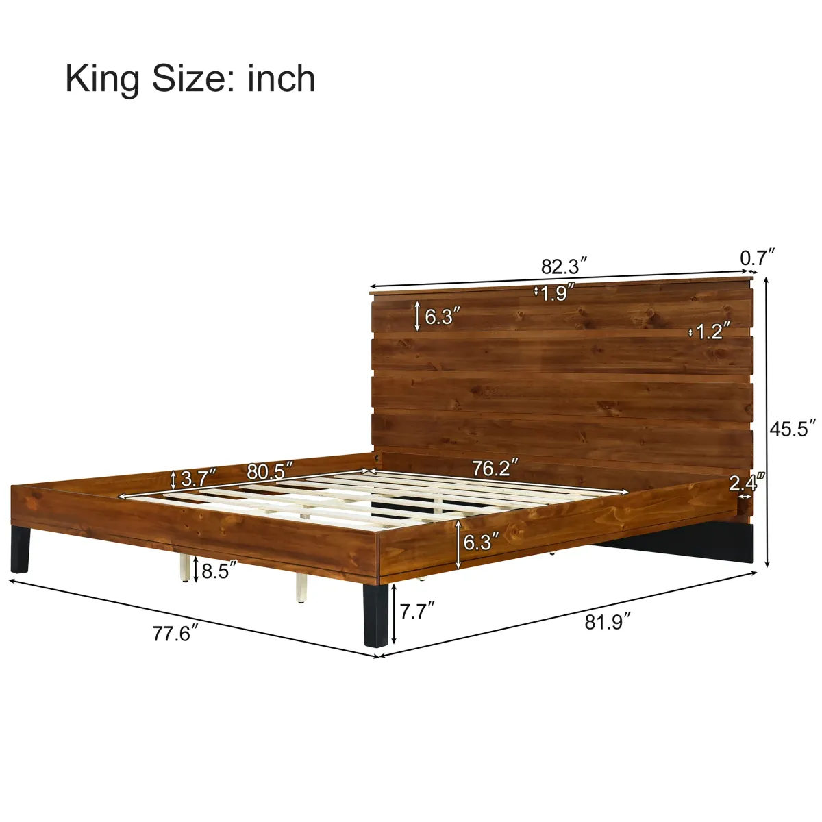 Merax Mid-Century Modern Solid Wood Platform Bed Frame