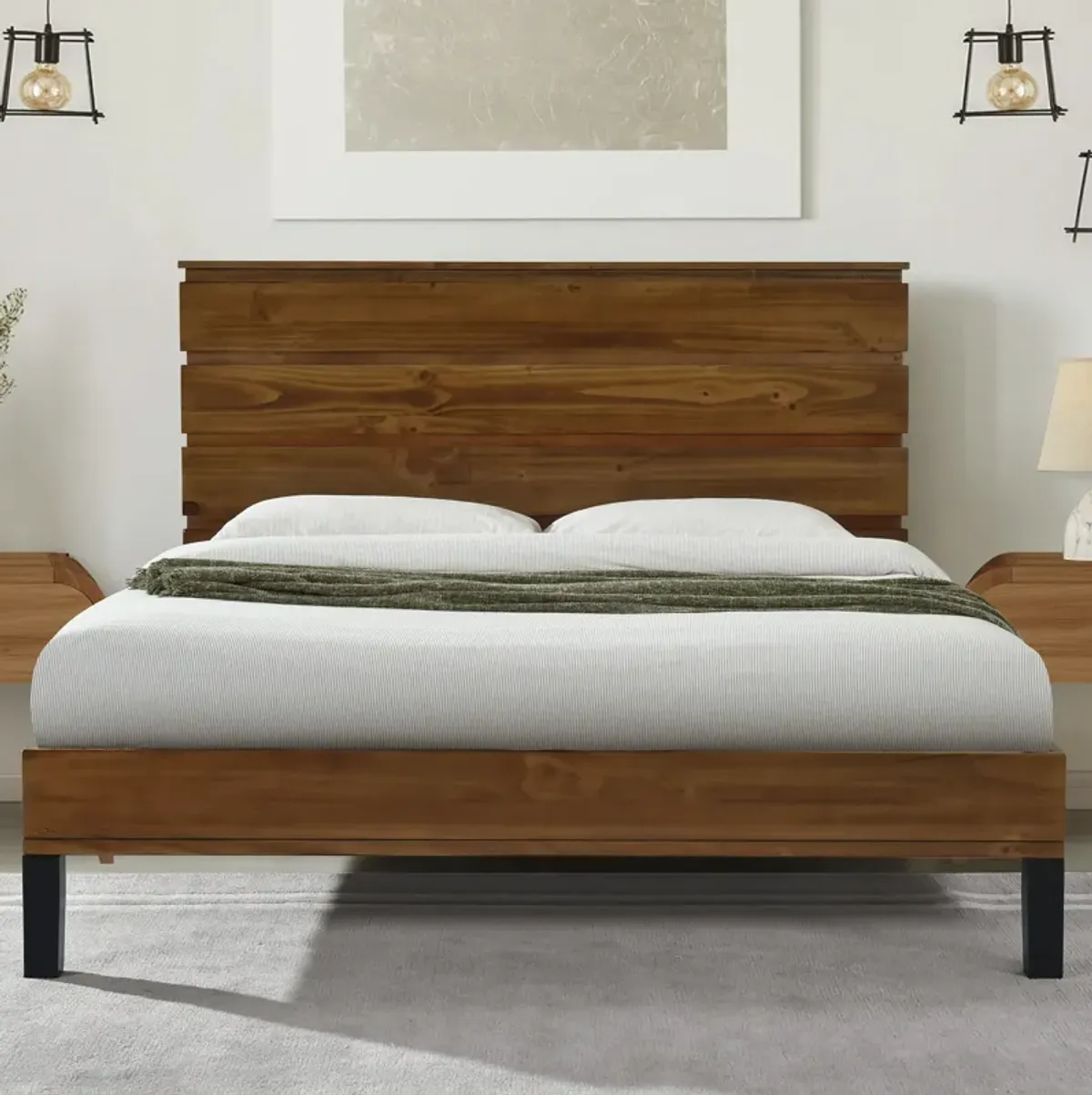 Merax Mid-Century Modern Solid Wood Platform Bed Frame