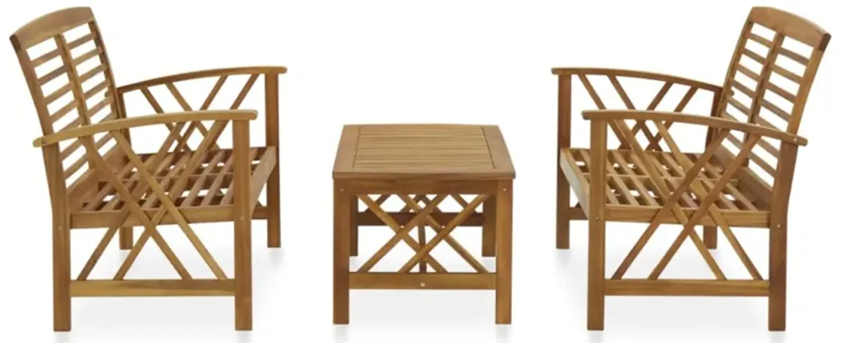 vidaXL 3 Piece Garden Lounge Set Solid Acacia Wood