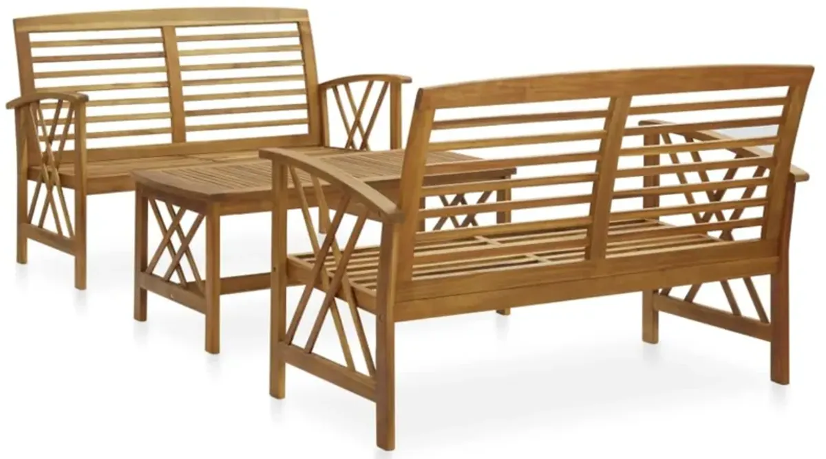 vidaXL 3 Piece Garden Lounge Set Solid Acacia Wood