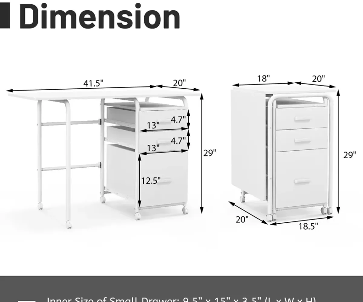 Folding Computer Laptop Desk Wheeled Home Office Furniture