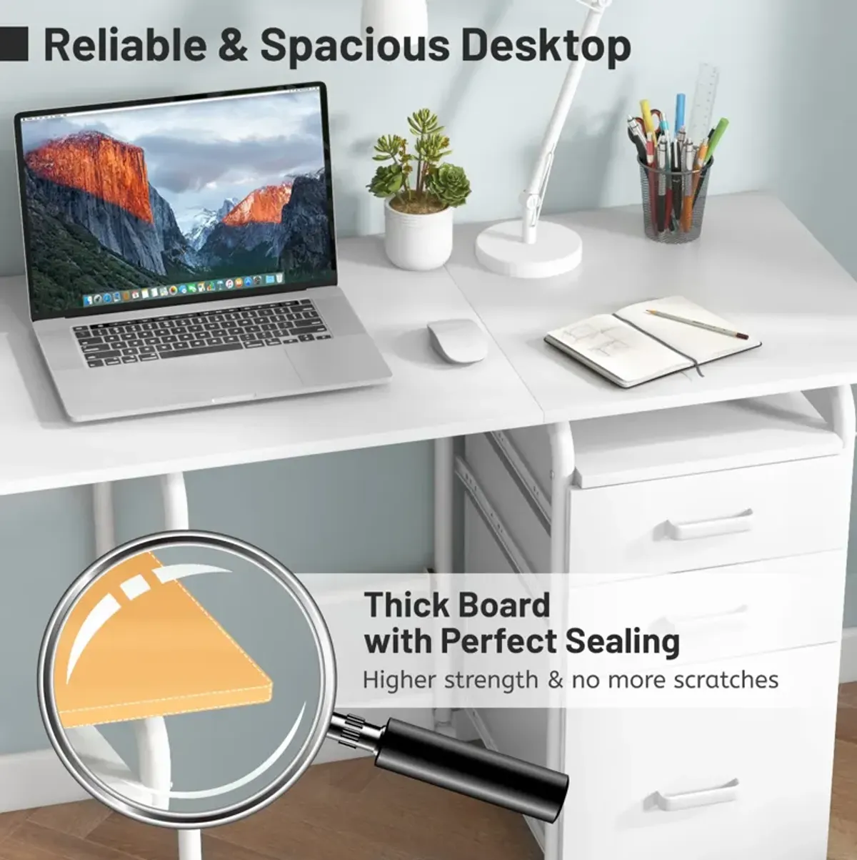 Folding Computer Laptop Desk Wheeled Home Office Furniture