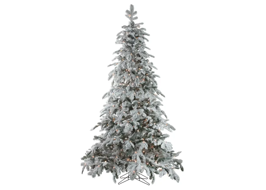 7.5' Pre-Lit Full Flocked Whistler Noble Fir Artificial Christmas Tree - Clear Lights