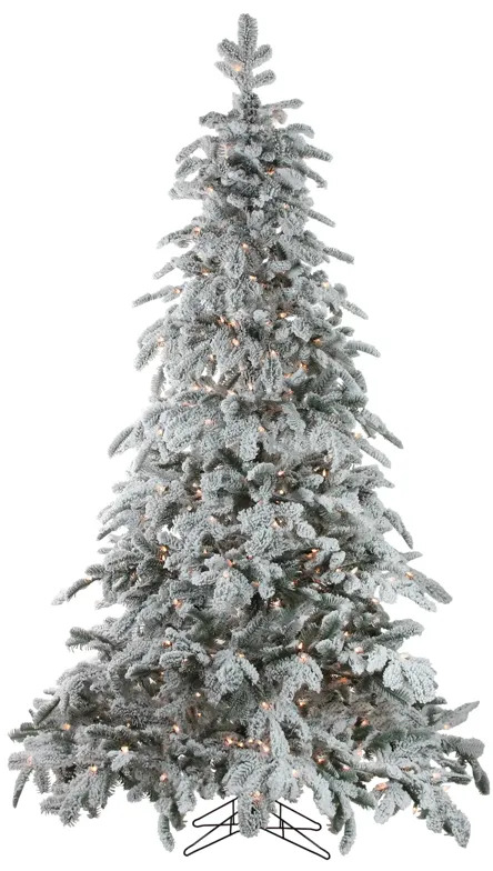 7.5' Pre-Lit Full Flocked Whistler Noble Fir Artificial Christmas Tree - Clear Lights