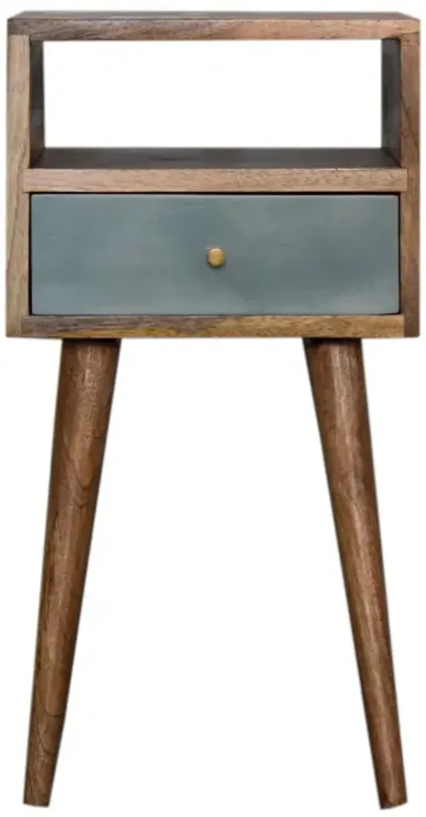 Mini Duck Egg Painted Oak-ish Solid Wood  1 Drawer NightStand