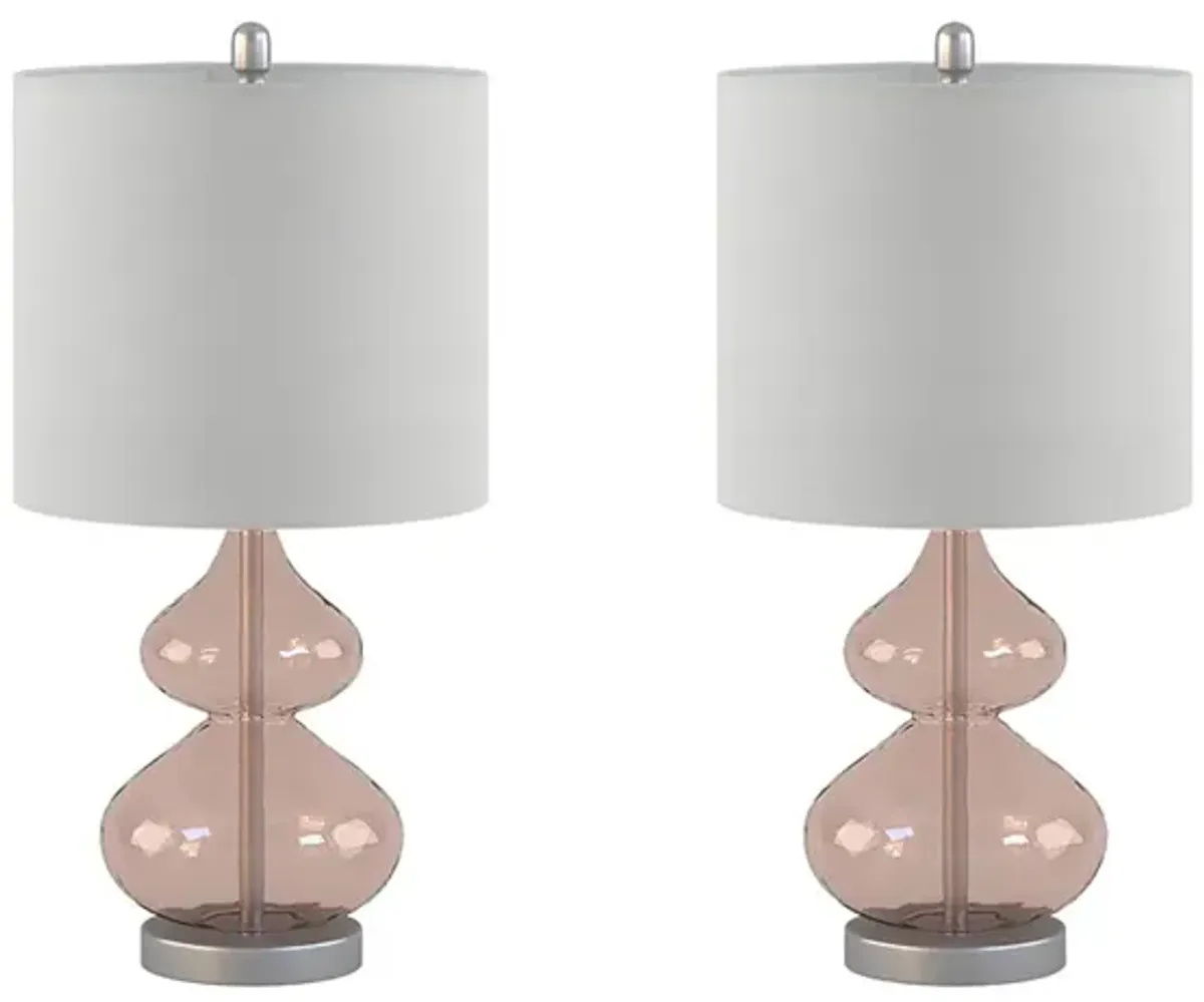 Gracie Mills Anibal Modern Curved Glass and Metal Base Table Lamps Set of 2