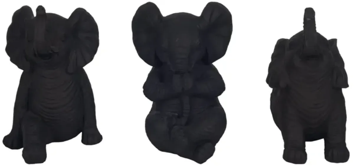 6" Antique Blk Yoga Elephant