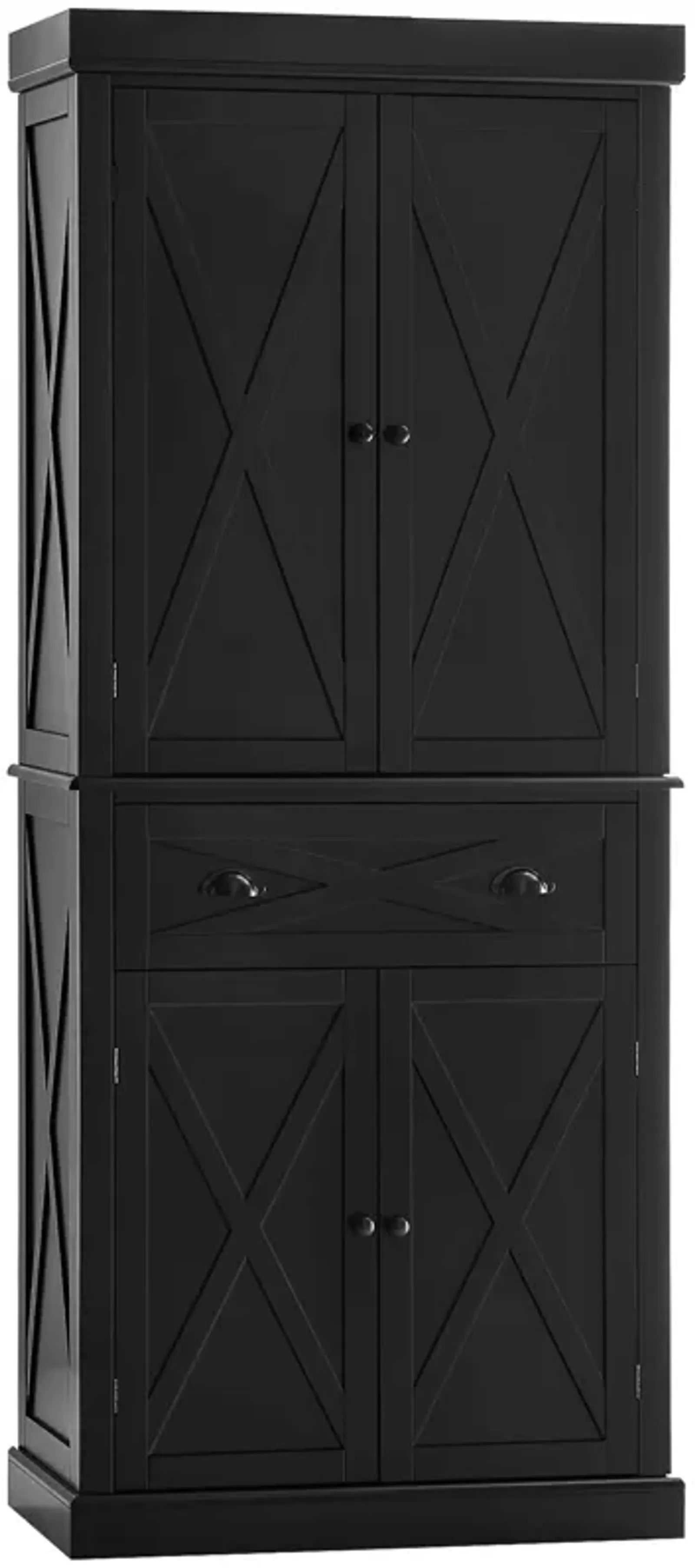 Black Kitchen Storage: 72" Pantry Cabinet with 6 Tiers & Drawer