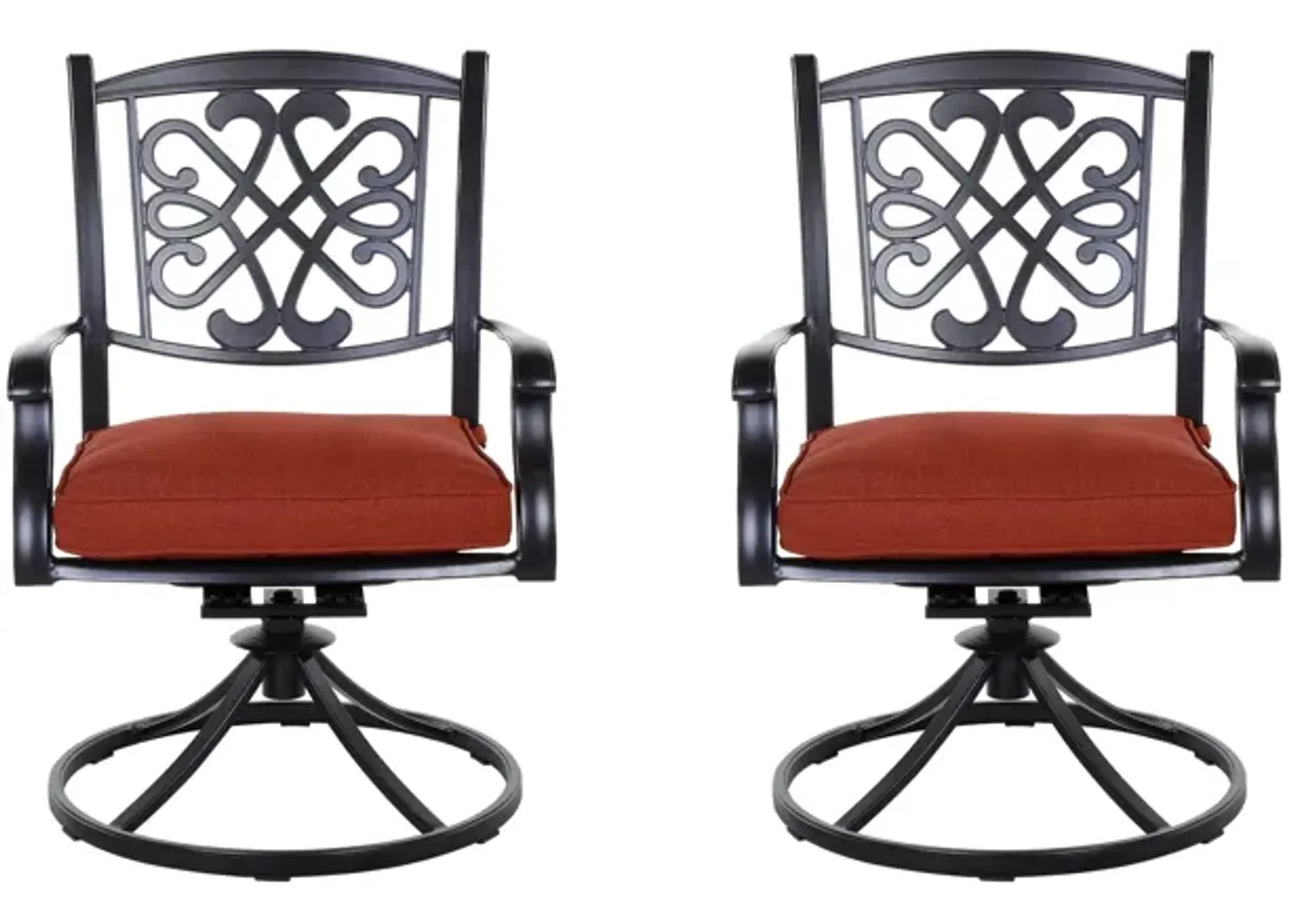 MONDAWE 2 Pieces Cast Aluminum Frame Swivel Patio Dining Chair with Cushion Seat