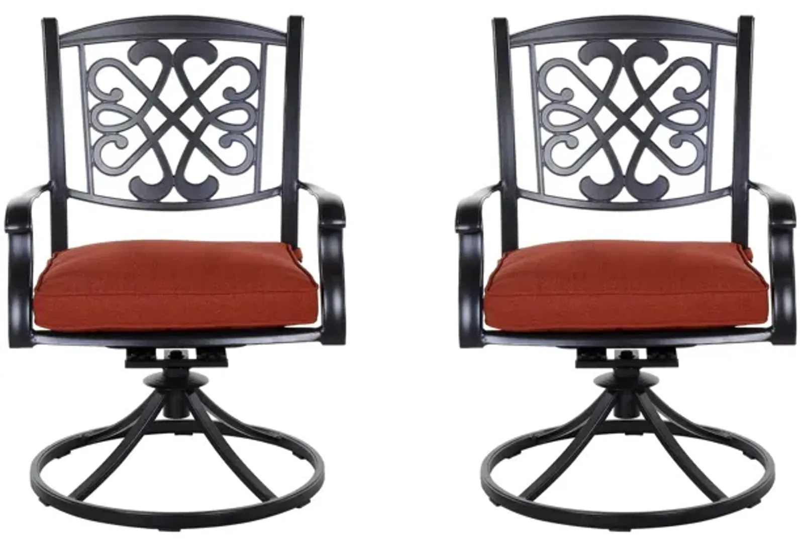 MONDAWE 2 Pieces Cast Aluminum Frame Swivel Patio Dining Chair with Cushion Seat