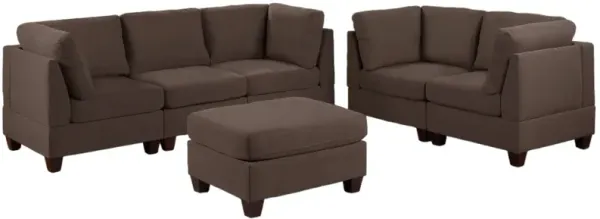 Modular 6pc Sofa Set Loveseat Couch Linen-Like Fabric with Ottoman