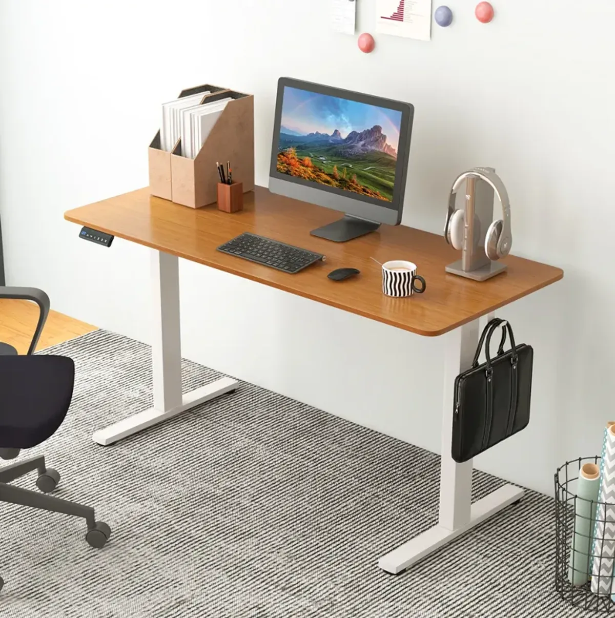 Sit-Stand Home Office Desk with 3 Adjustable Memory Height Settings for Ergonomic Comfort