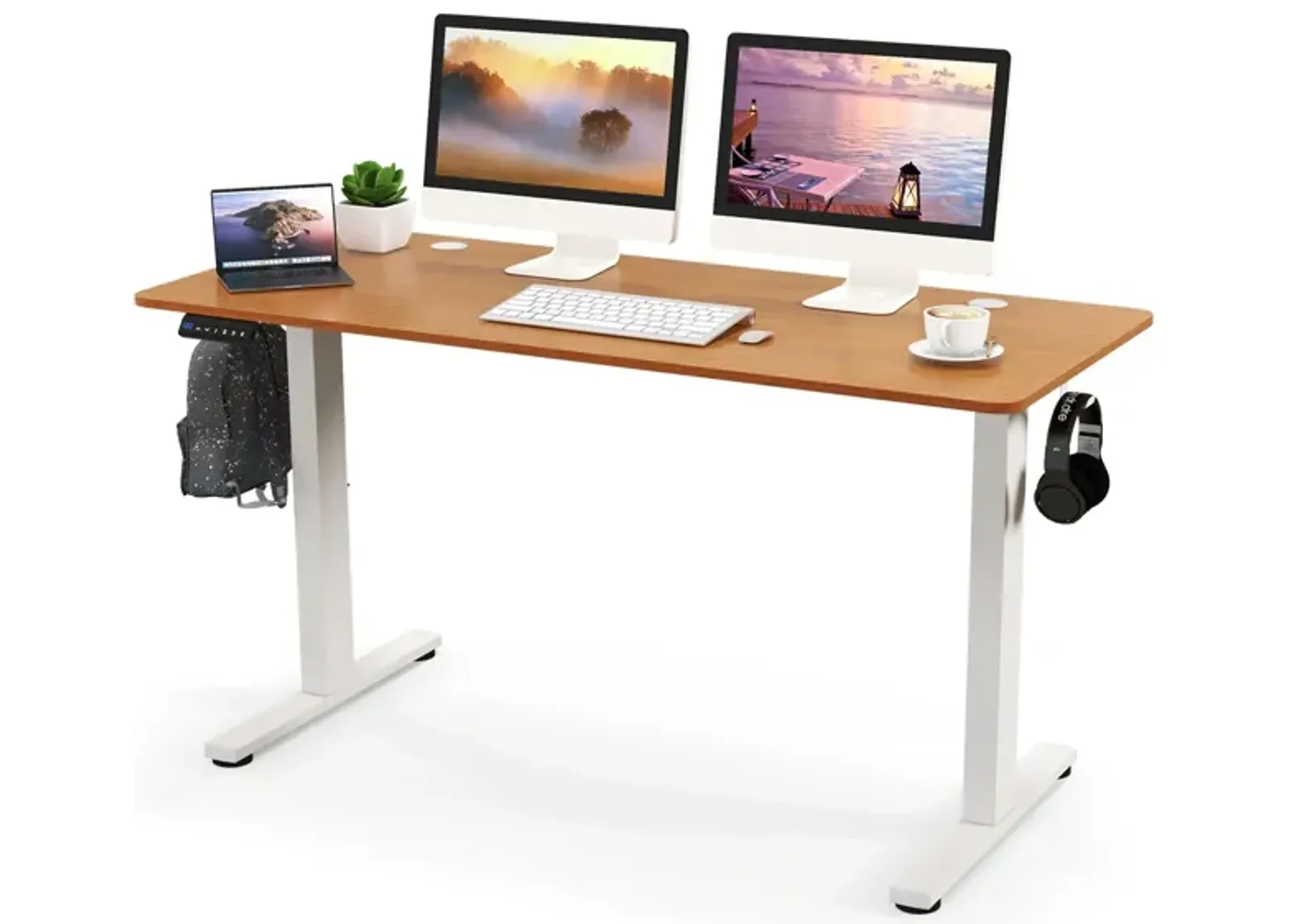 Sit-Stand Home Office Desk with 3 Adjustable Memory Height Settings for Ergonomic Comfort