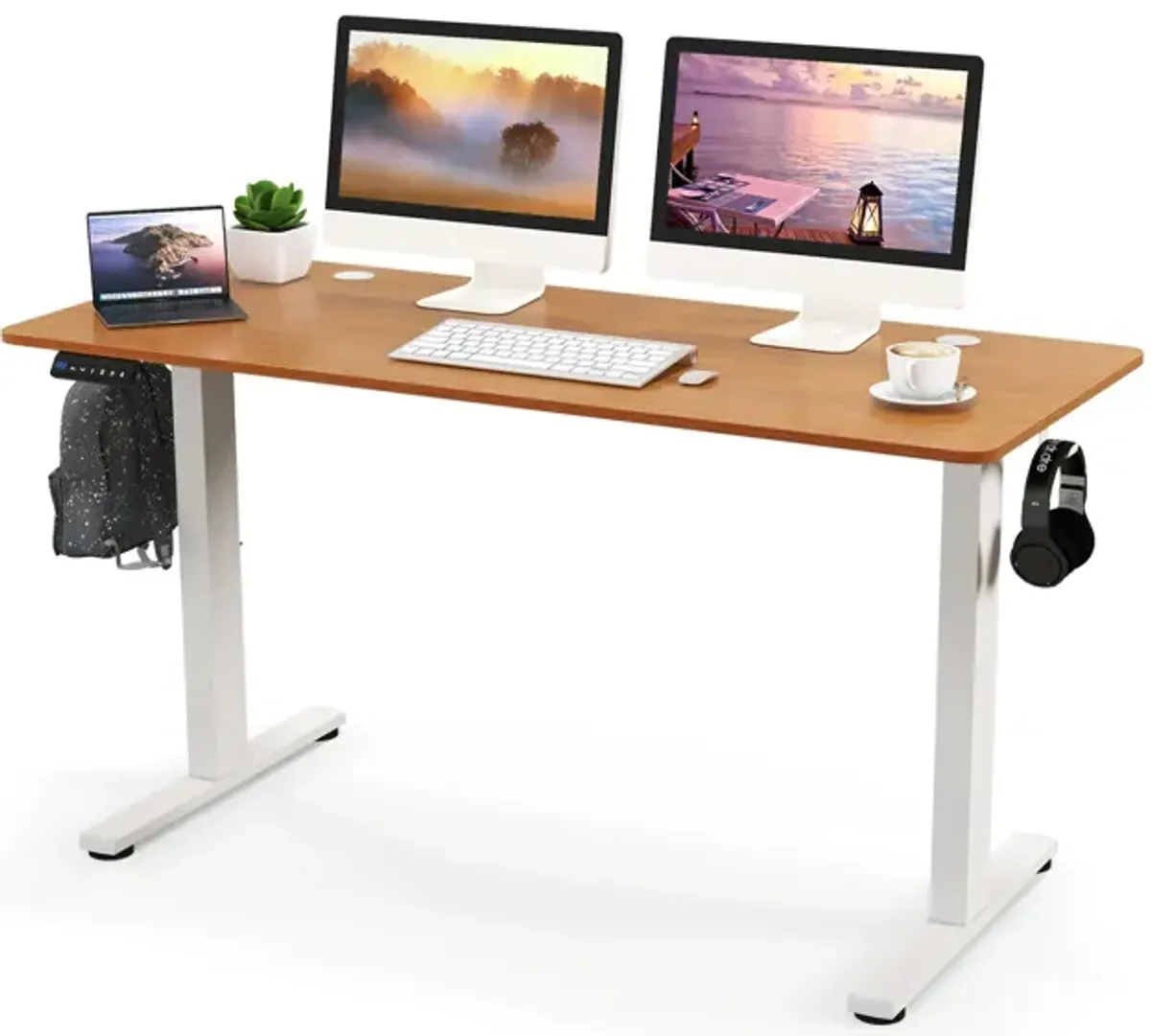 Sit-Stand Home Office Desk with 3 Adjustable Memory Height Settings for Ergonomic Comfort