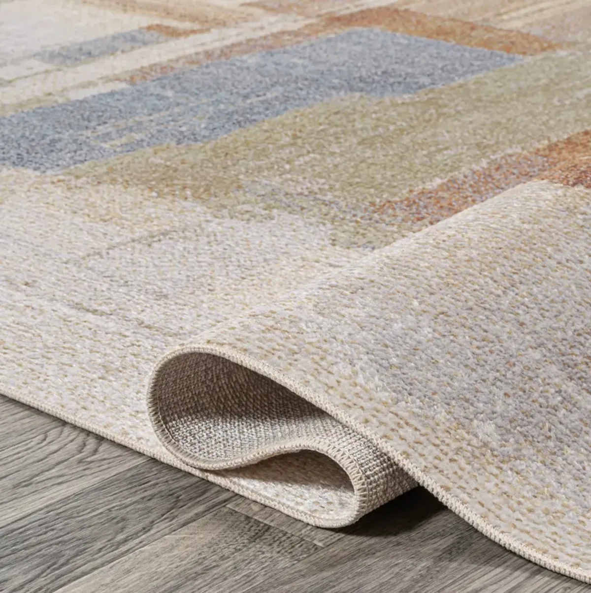 Weaver Abstract Coastal Watercolor Machine-Washable Runner Rug