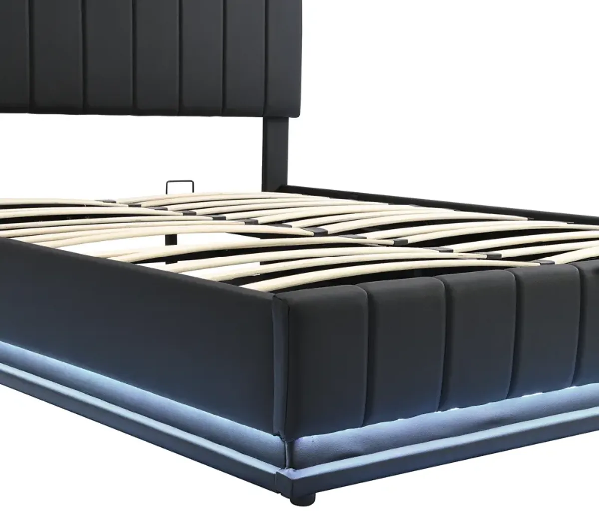 Merax Upholstered LED Light Platform Bed with Hydraulic Storage