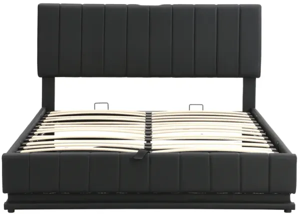 Merax Upholstered LED Light Platform Bed with Hydraulic Storage