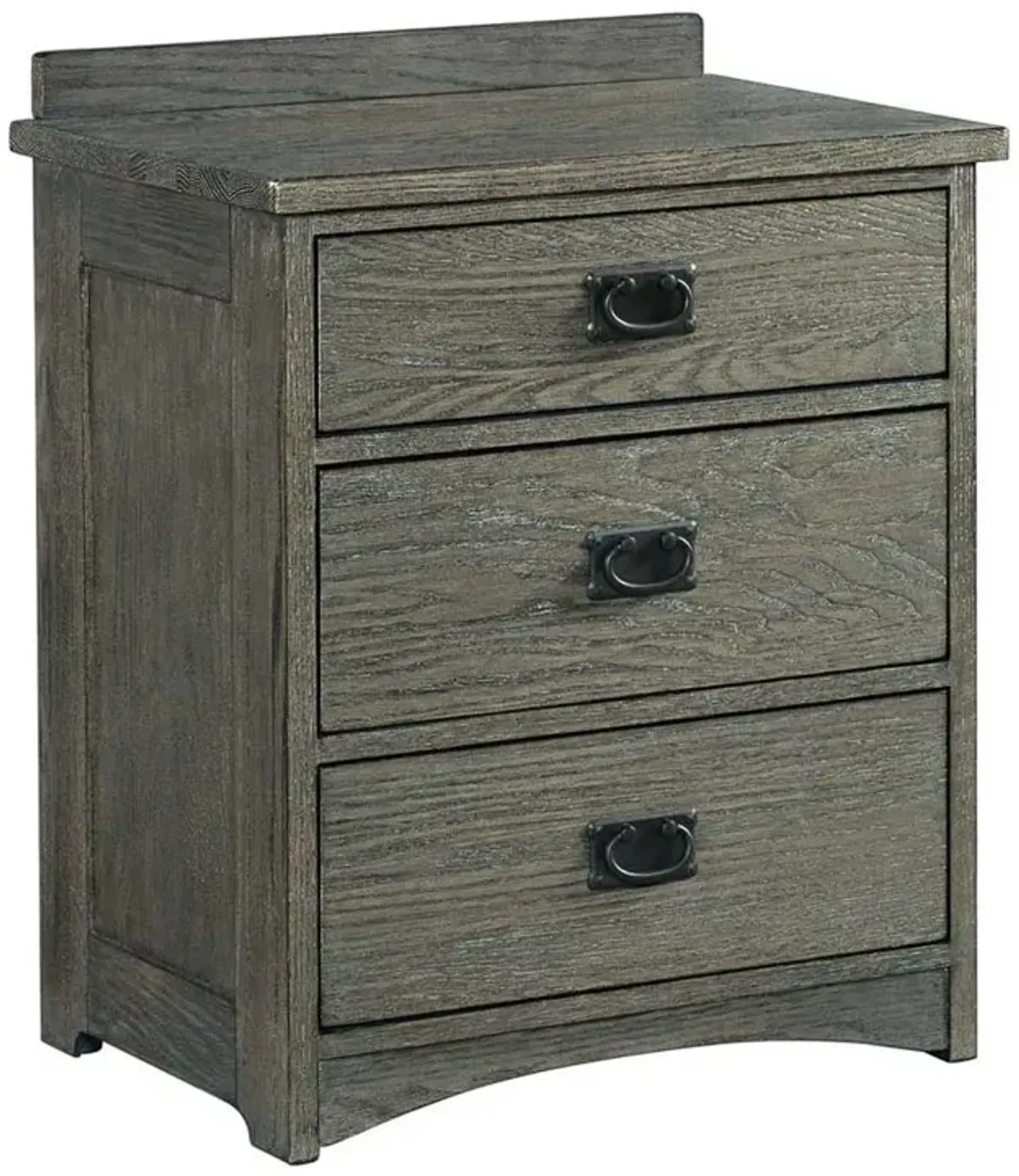 3 Drawer Nightstand in Brushed Pewter
