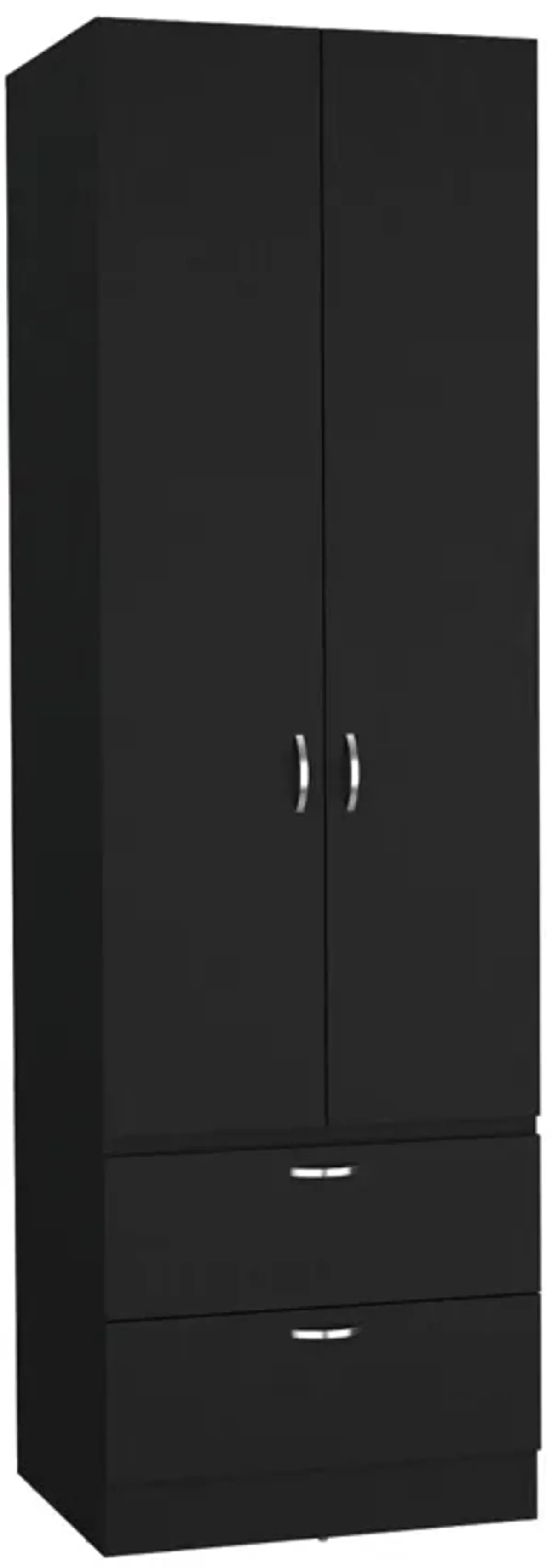 Vico Armoire Wardrove 76" H, Hanging Rod, 2 Drawers, 1 Shelf, Black , Bedroom