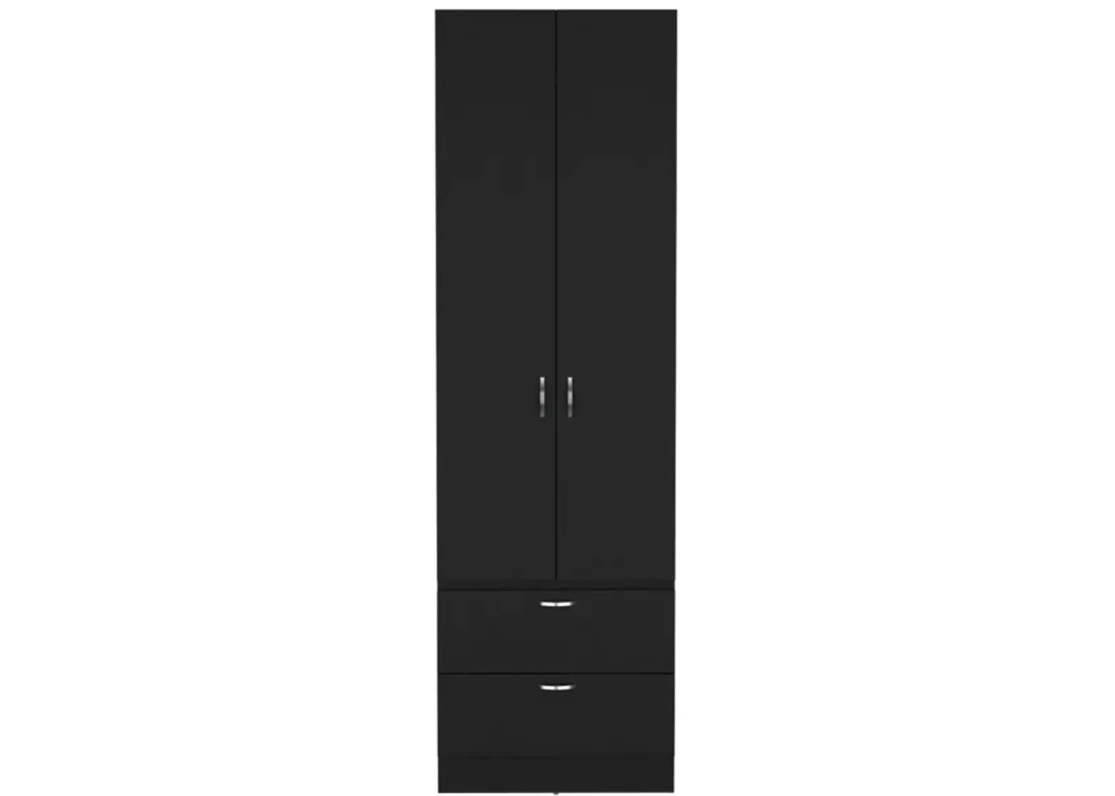 Vico Armoire Wardrove 76" H, Hanging Rod, 2 Drawers, 1 Shelf, Black , Bedroom