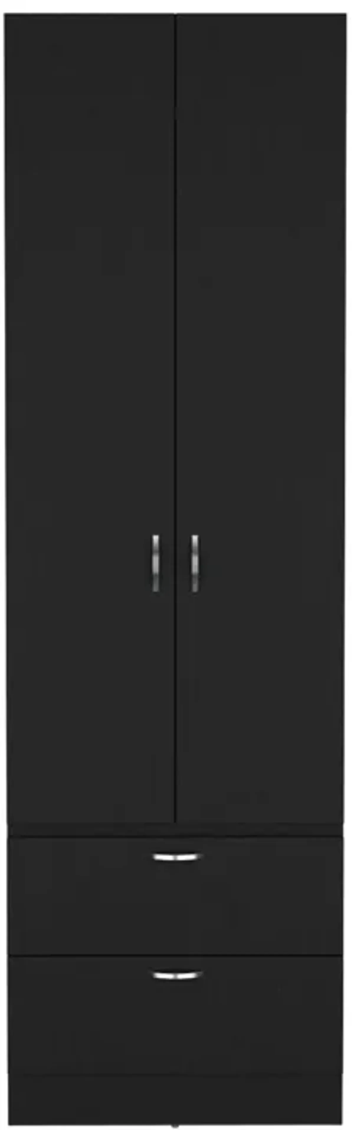 Vico Armoire Wardrove 76" H, Hanging Rod, 2 Drawers, 1 Shelf, Black , Bedroom