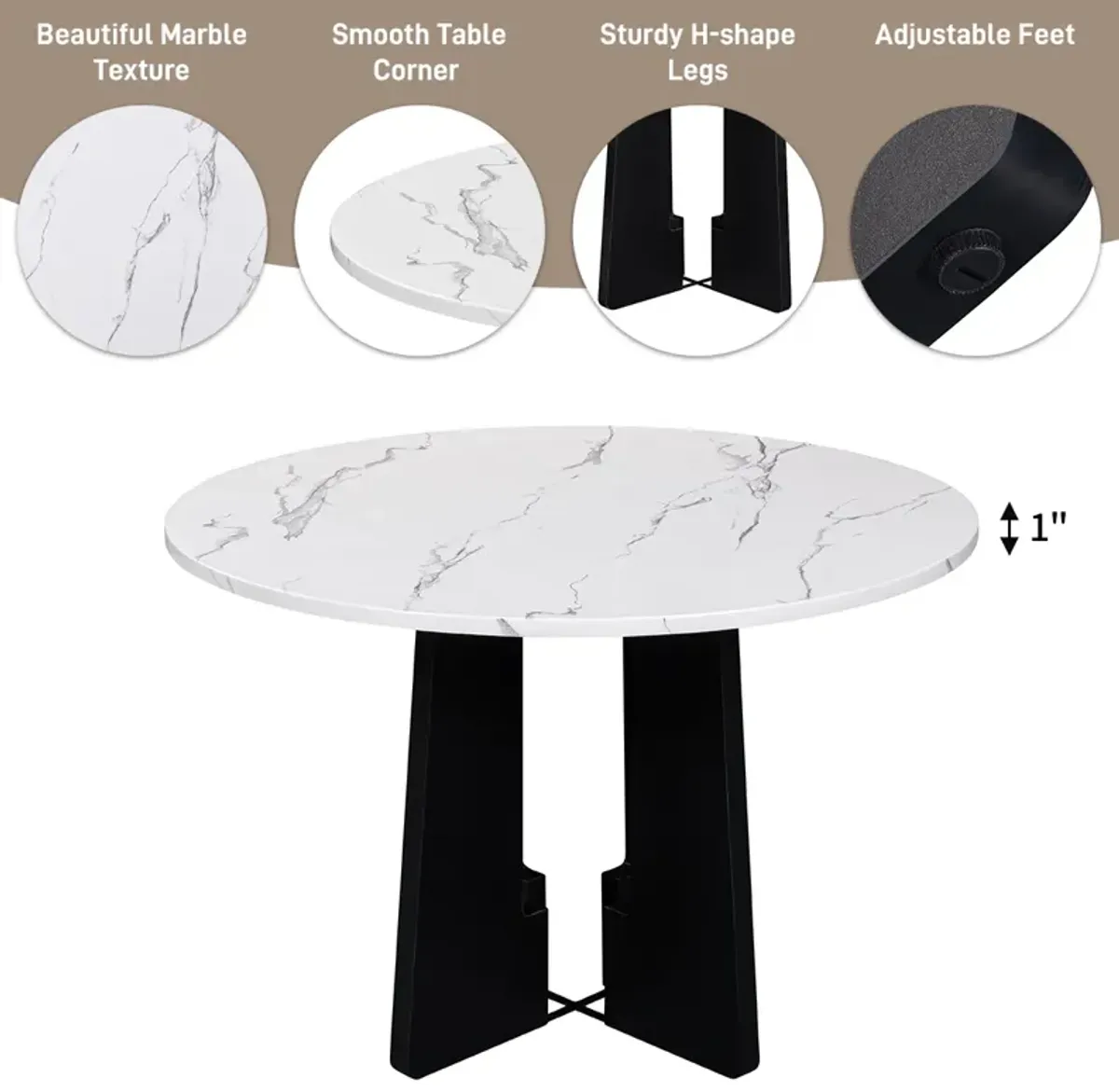 Merax 5-Piece Round Dining Table Chairs Set