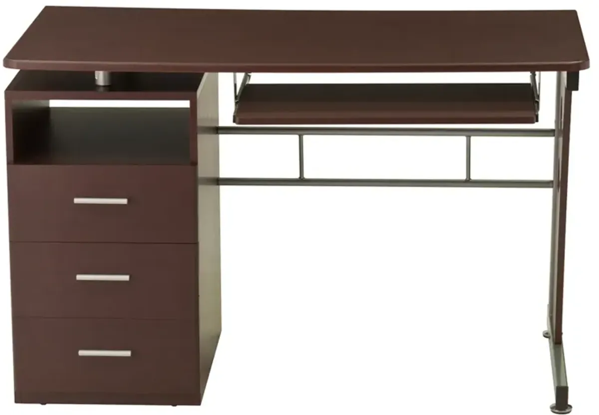 Computer Desk With Ample Storage, Chocolate