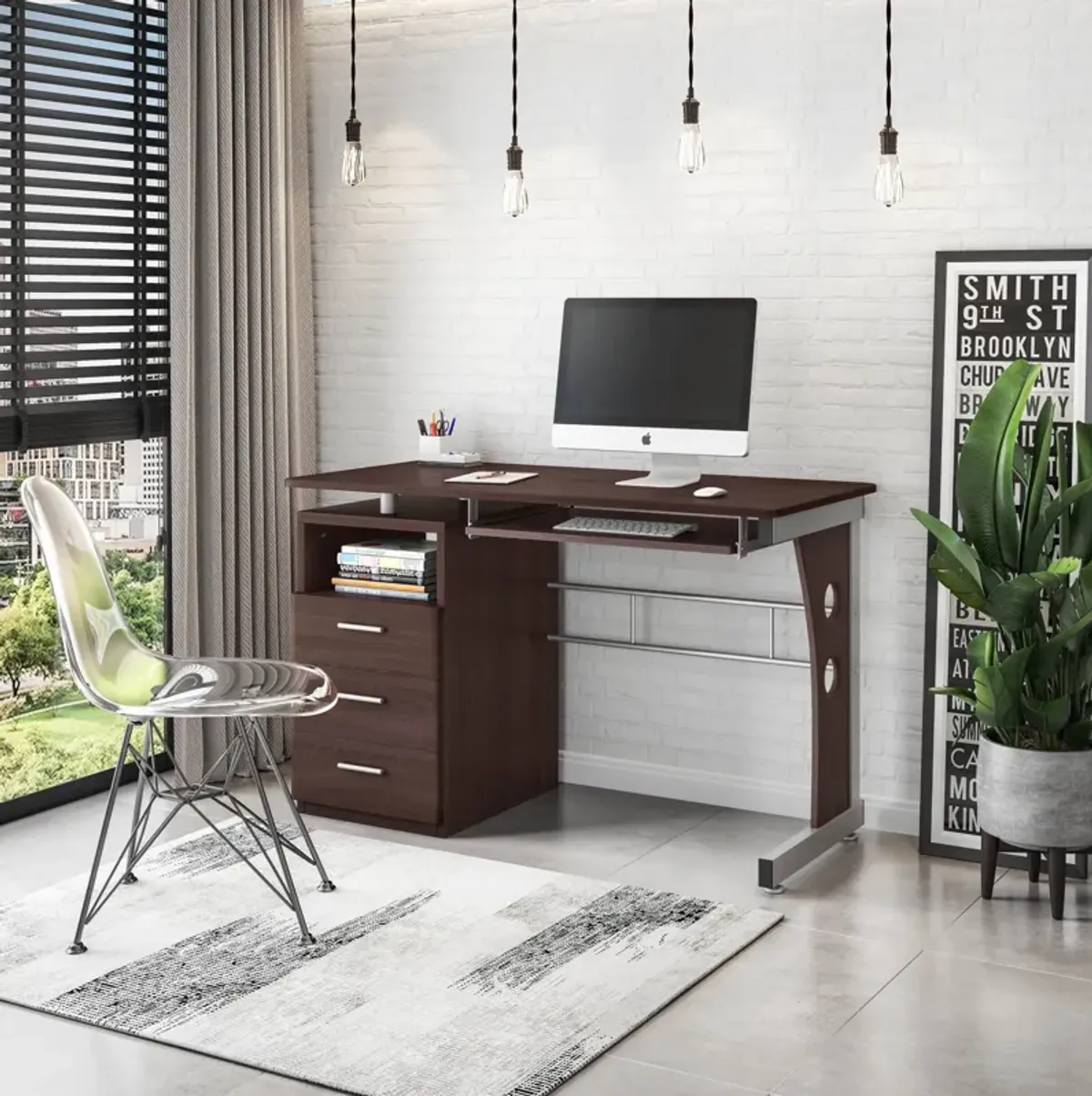 Streamdale Computer Desk With Ample Storage, Chocolate