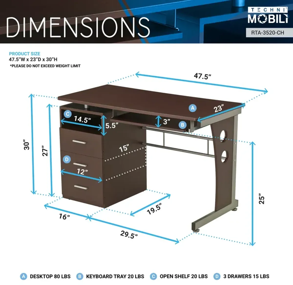 Computer Desk With Ample Storage, Chocolate