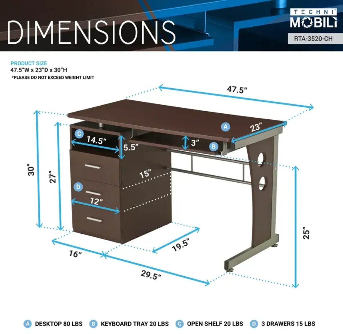 Computer Desk With Ample Storage, Chocolate