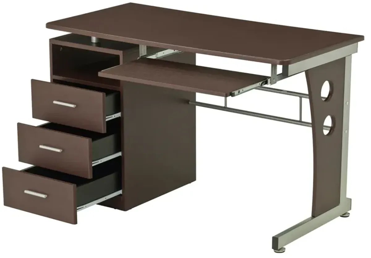 Computer Desk With Ample Storage, Chocolate