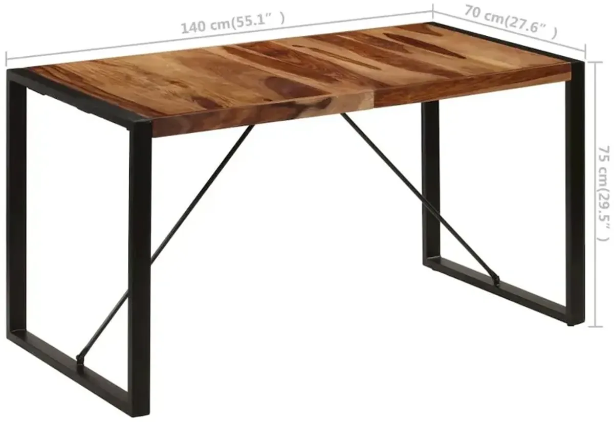 vidaXL Dining Table 55.1"x27.6"x29.5" Solid Sheesham Wood, 247422