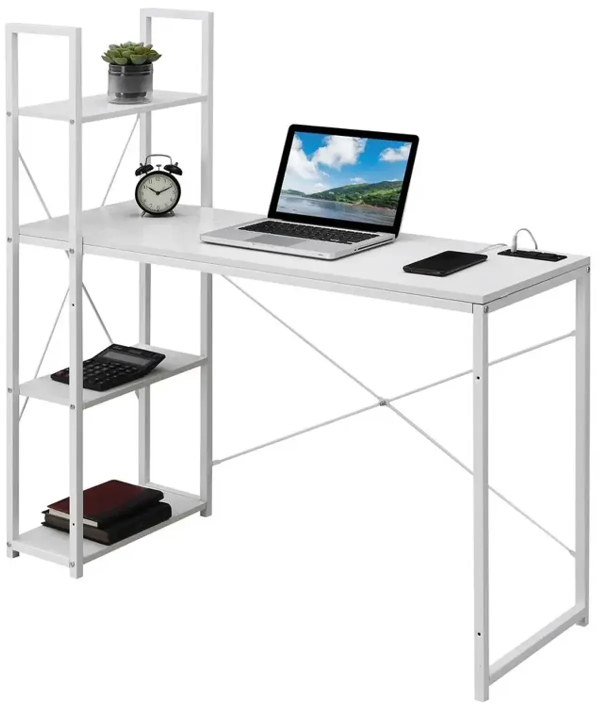 Convenience Concepts Designs2Go Office Workstation with Charging Station and Shelves, R4-0559