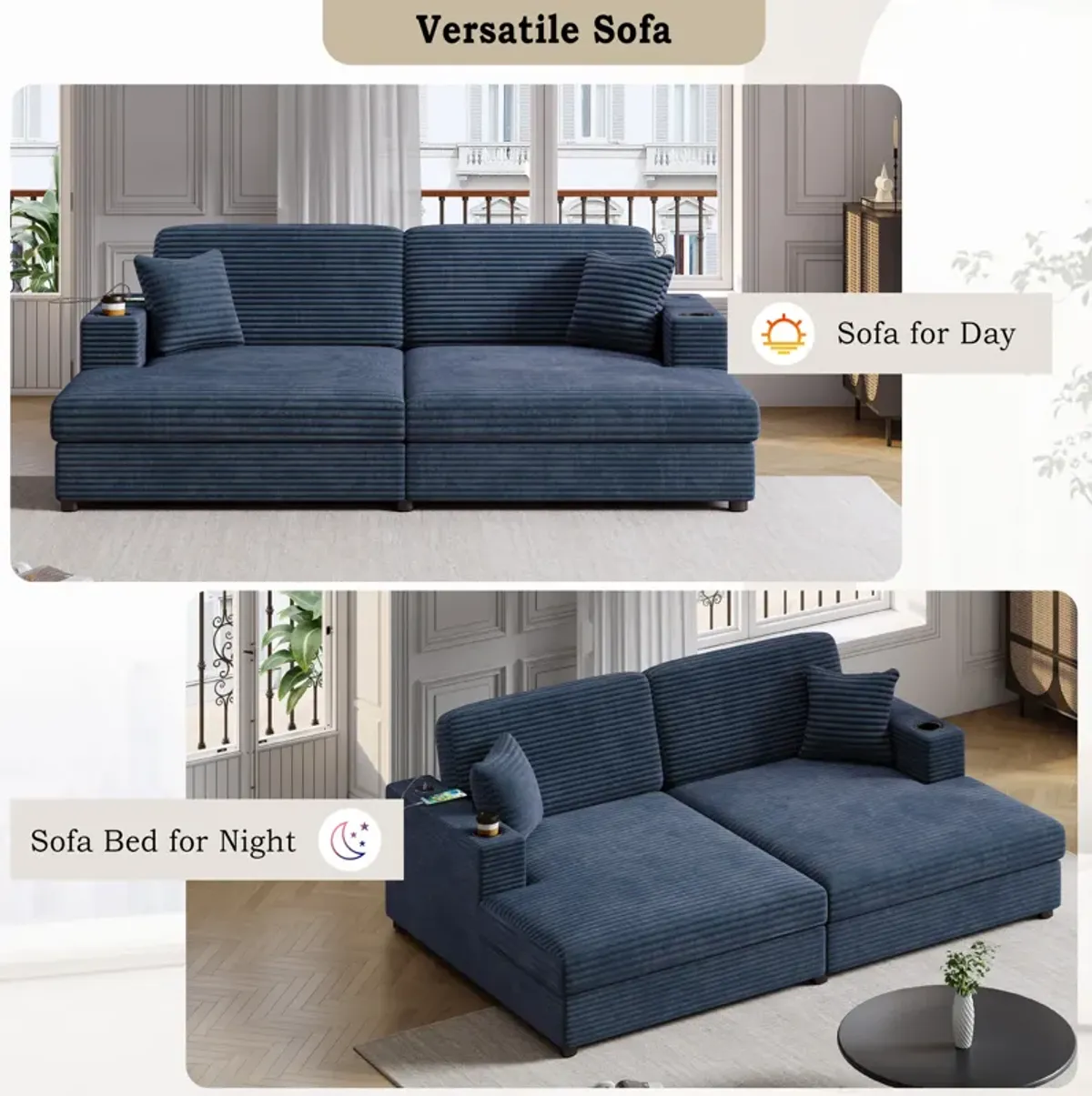 Merax Oversized Loveseat Chaise Lounge Sectional Sofa