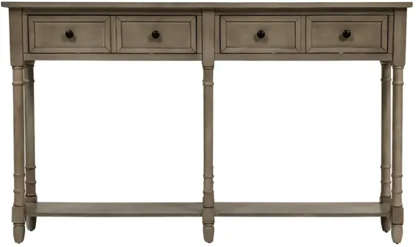 Whisen Rustic Rectangle Wood Console Table with Drawers and Bottom Shelf - Espresso